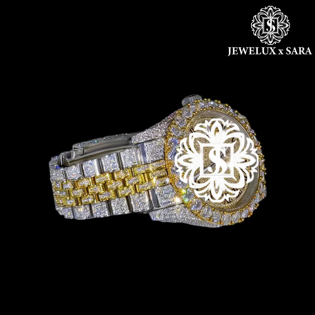 Best Quality Luxurious Mens Stainless Steel Watch with Black Automatic Movement Moissanite Diamond Available for Export Price