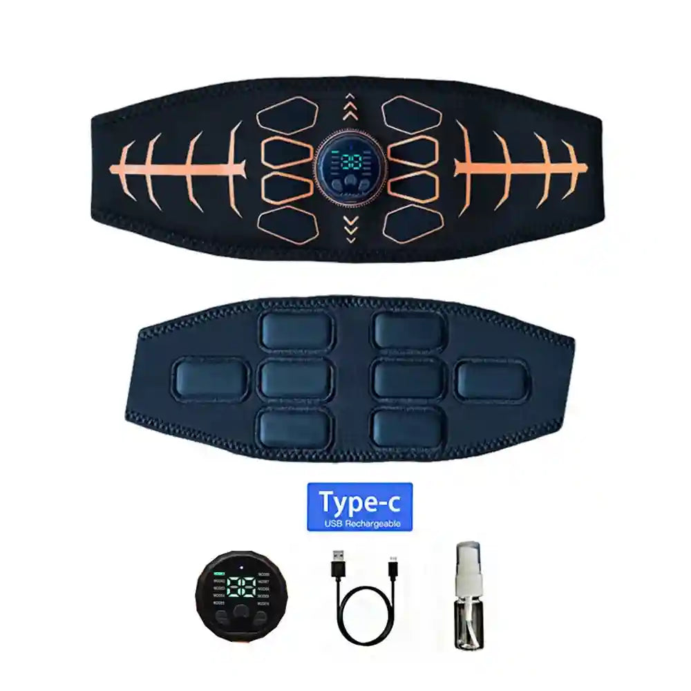 Muscle Toner Abdominal Belt - Rechargeable USB Abs Trainer (Orange) Fascia Gun Tidesmit