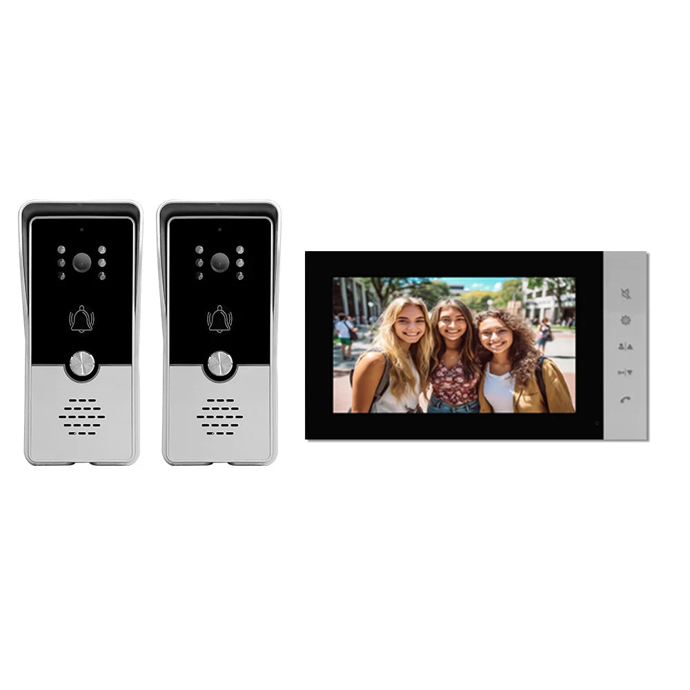 Video Intercom for Apartment Home 4-Wired IP65 Waterproof Color Night Doorbell Camera with Unlock,1~2 monitors Kit