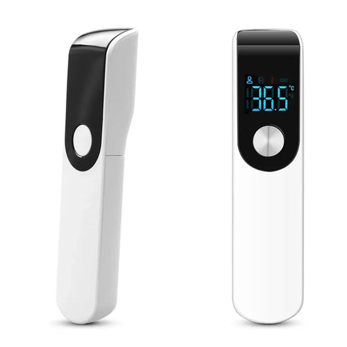 White digital infrared baby thermometer for forehead with instant, accurate health tracking display.