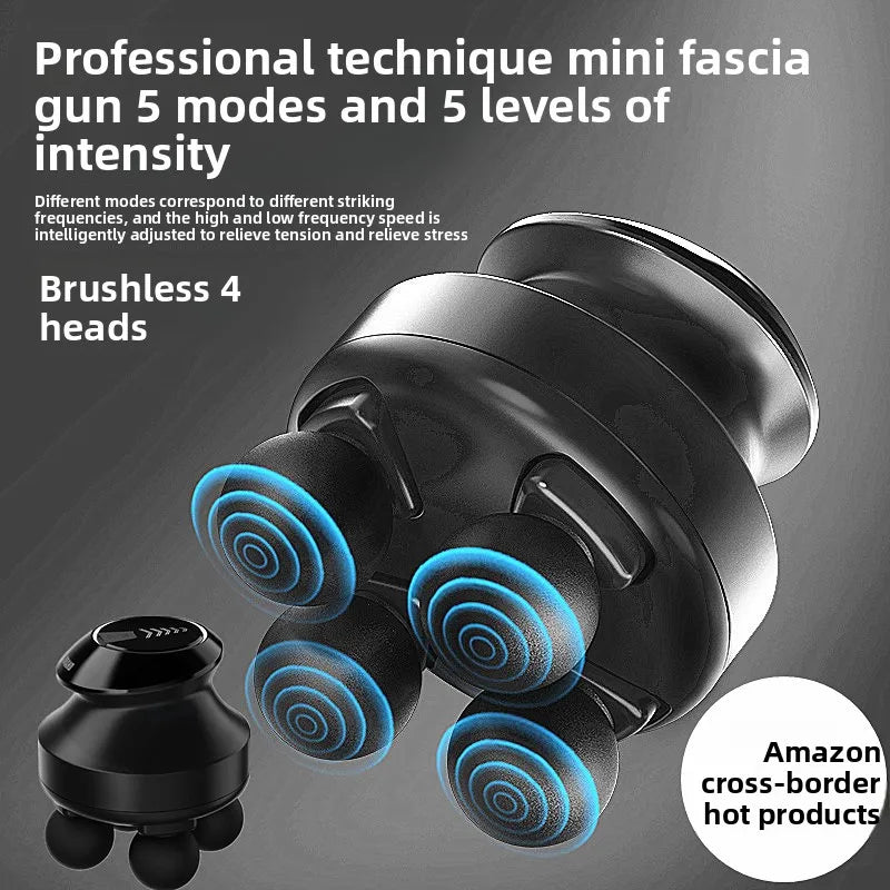 Deep Tissue Muscle Recovery Fascia Gun - 4 Massage Heads, Black Fascia Gun Tidesmit
