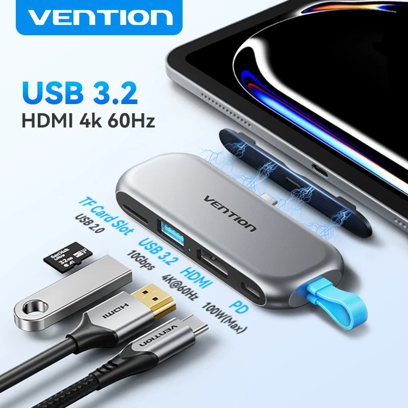 USB C Hub 4K 60Hz HDMI Adapter with 100W PD Charging for MacBook Tidesmit