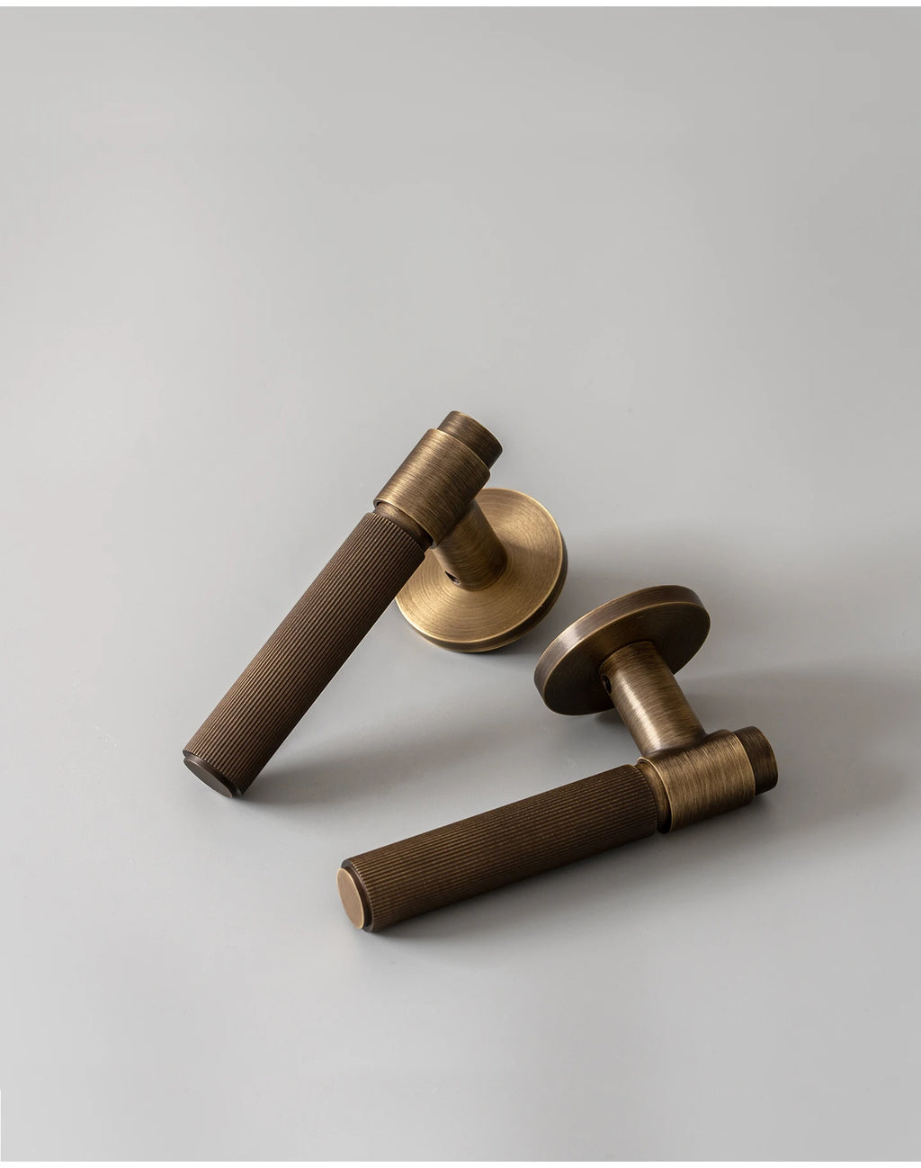 DOOROOM Brass Door Lock Set Modern Stripe Antique Bronze Interior Door Lock Decorative Lock Privacy Lock Passage Lock