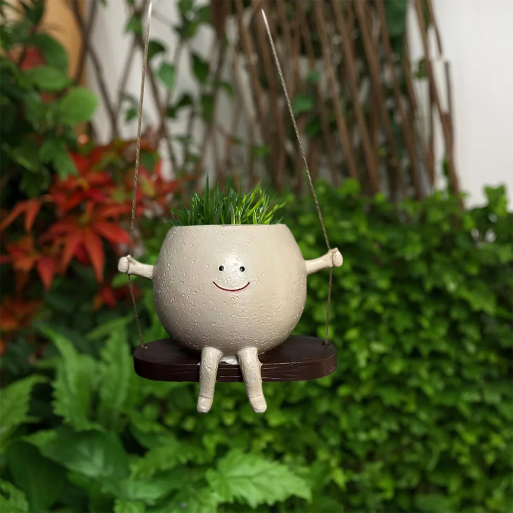 Creative Rocking Chair/Swing Face Planter Pot Flower Pot Succulent Planter Home Garden Supplies for Indoor Outdoor Plants
