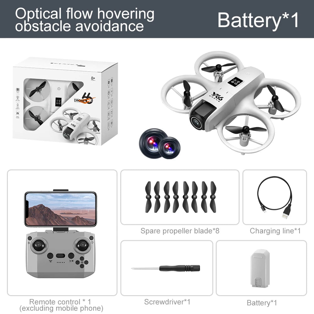 4K Camera Drone: Foldable Wide Angle WiFi Quadcopter for Beginners Grayish White Tidesmit