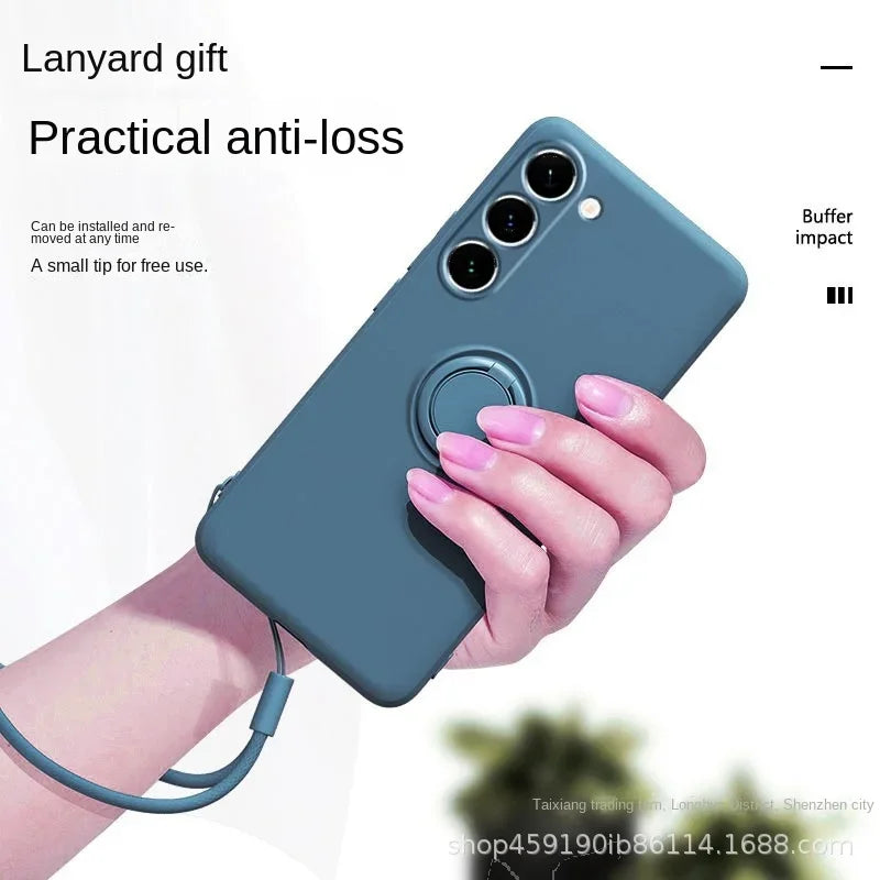 Magnetic Silicone Phone Case for Galaxy S25 with Ring Stand Tidesmit