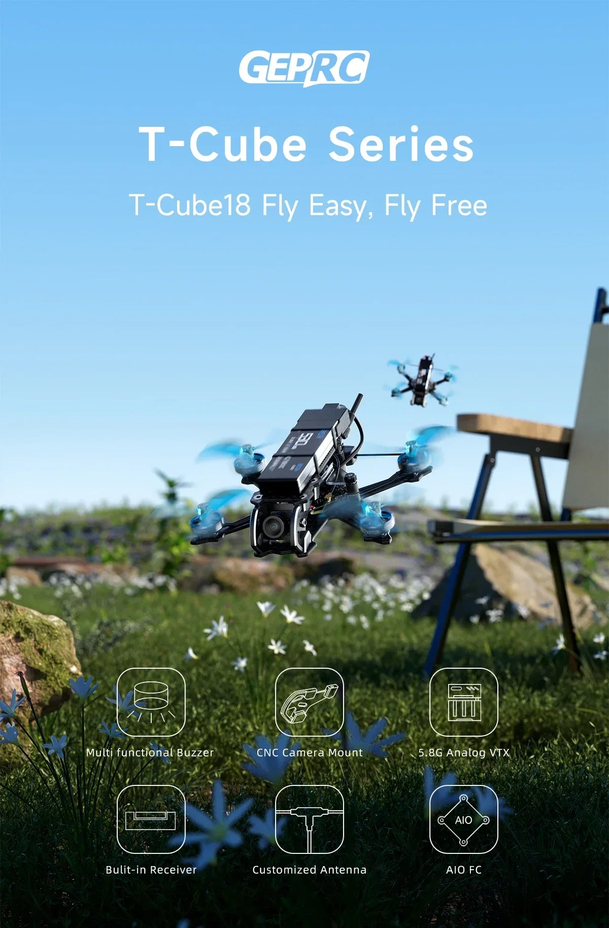 FPV Drone T-Cube18 Mini Quadcopter ELRS 2.4G HDZero System Tidesmit