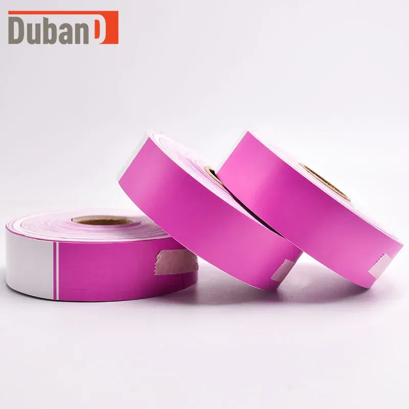 Pink self-adhesive barcode wristband roll, disposable QR bracelet labels