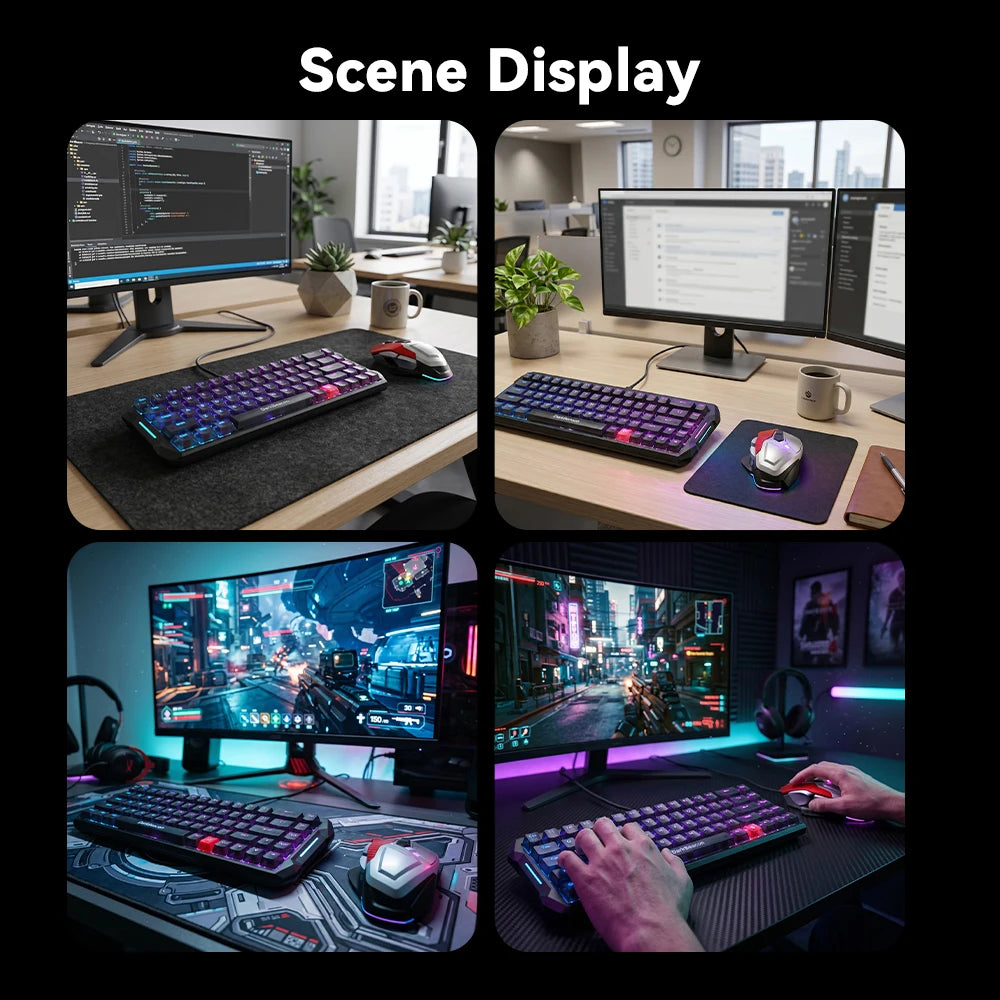 DarkBeacon 65% Gaming Keyboard 68 Keys Mechanical Keyboard LED Backlit Wired Keyboard with Red Switch for Windows Mac PS4 Gamer