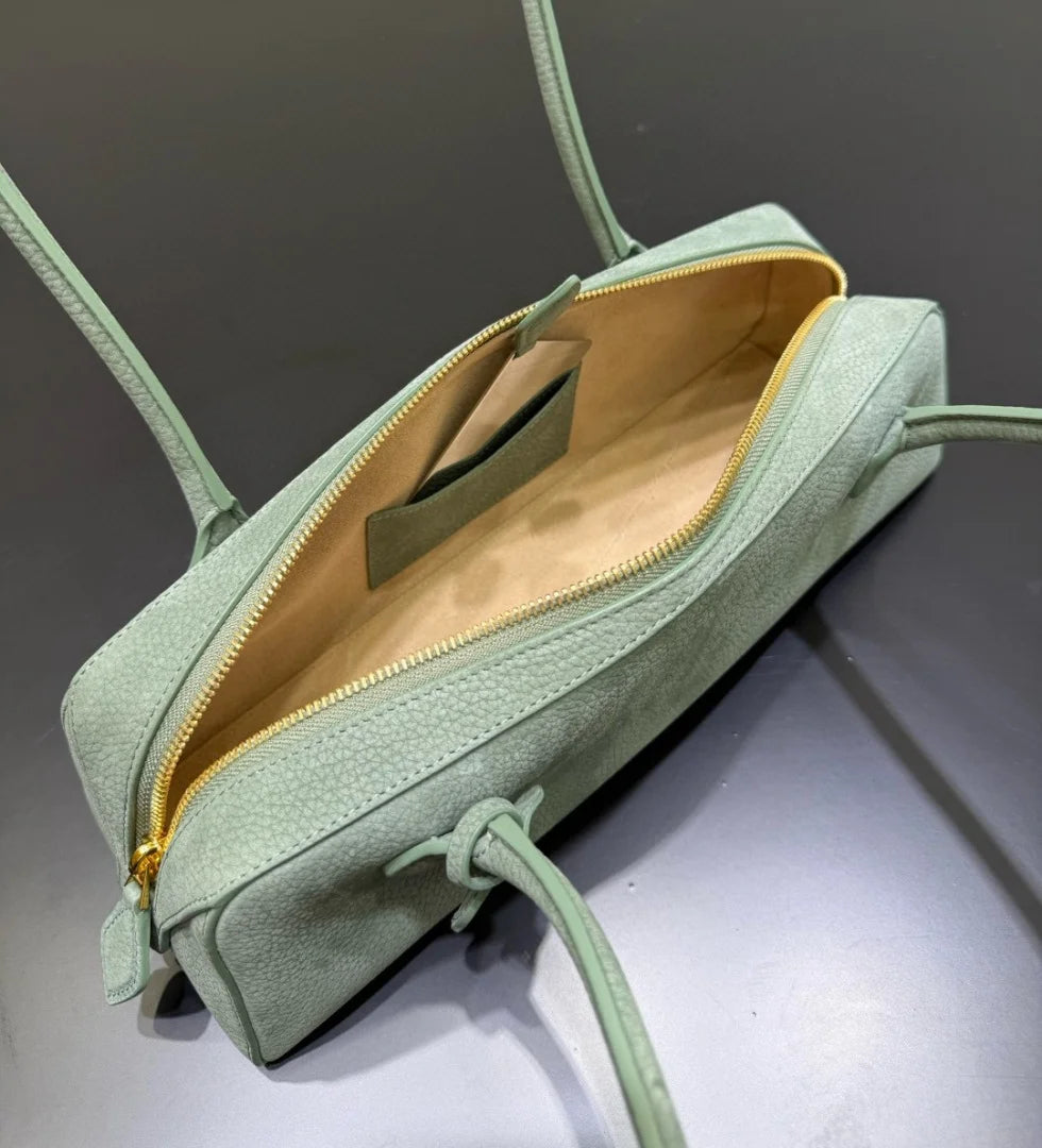 2026 high-quality genuine leather sausage bag, high-end customized high silk gloss leather handbag, women's shoulder bag