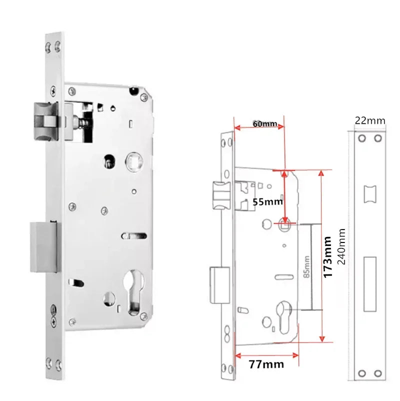 304 Stainless Steel Door Lock Body 85x40 8545 5085 85x60 for Smart Fingerprint Handle Lock Special Size Lift the Handle to Lock