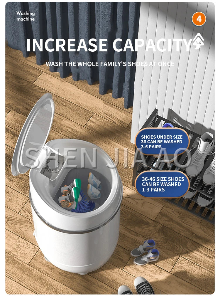 Tidesmit automatic mini shoe washing machine for sneakers and slippers performing a deep clean cycle