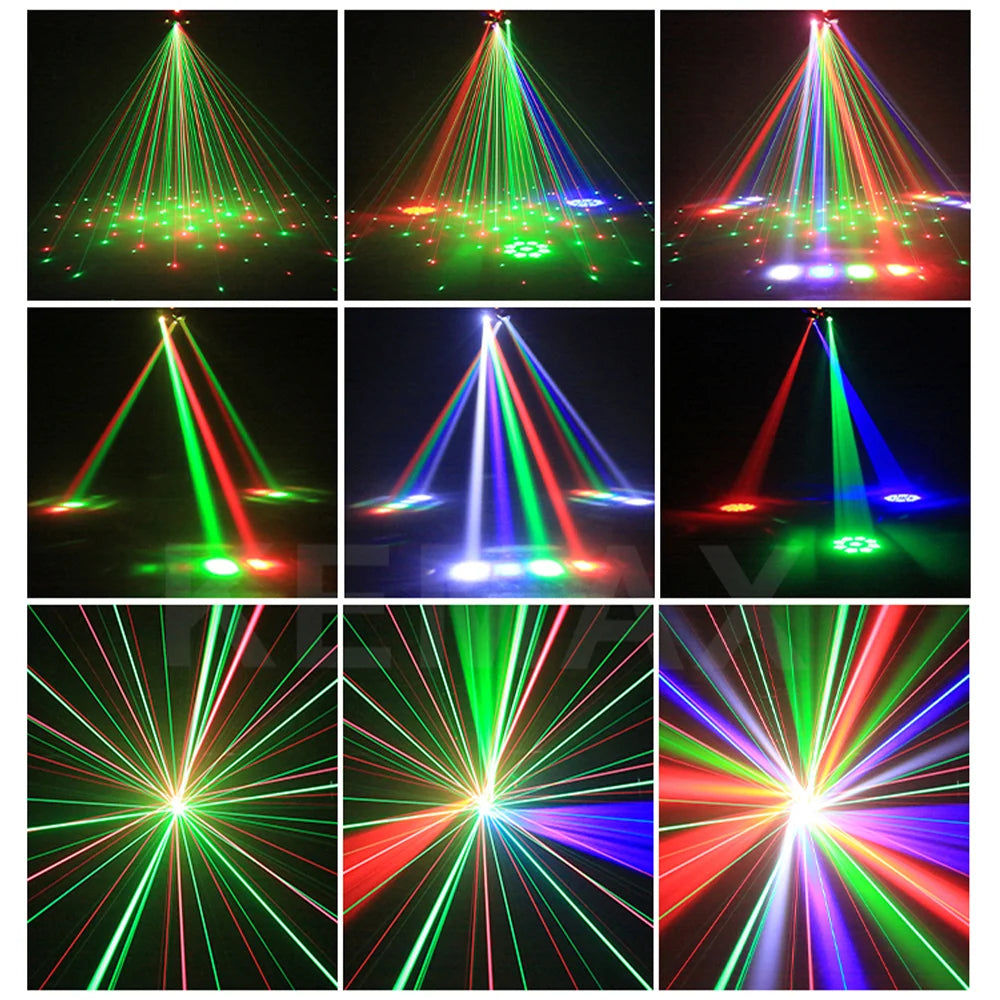 80W Disco Party Light 6-arm Mini Beam Moving Head Strobel Effect Lights Remote DMX512 Control DJ Mobile Stage For Club Wedding