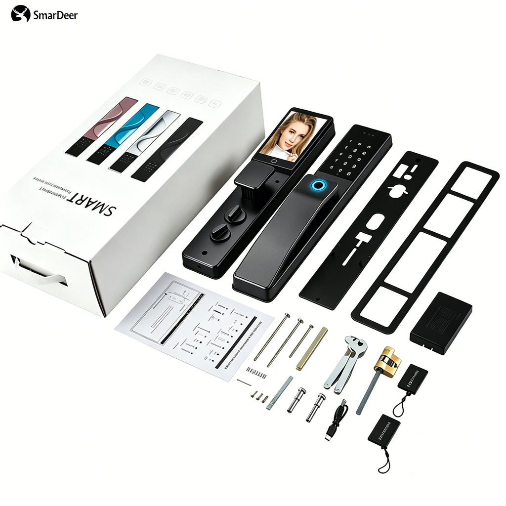 SmarDeer IP66 Outdoor Waterproof Smart Lock,3D Facial & Palm Vein Recognition Lock,Tuya WiFi Keyless Entry Security Lock