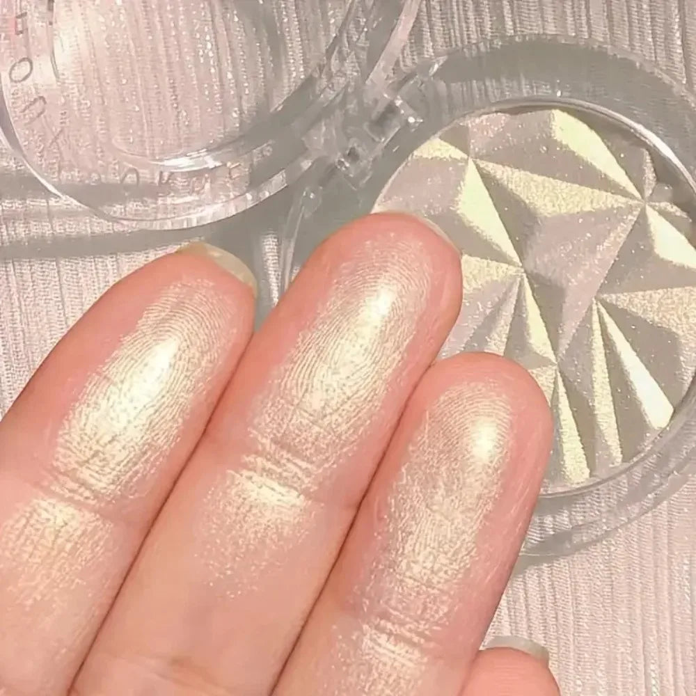 Tidesmit dual tone highlighter palette texture close-up showing 3D shimmer and matte contour powder face illuminator