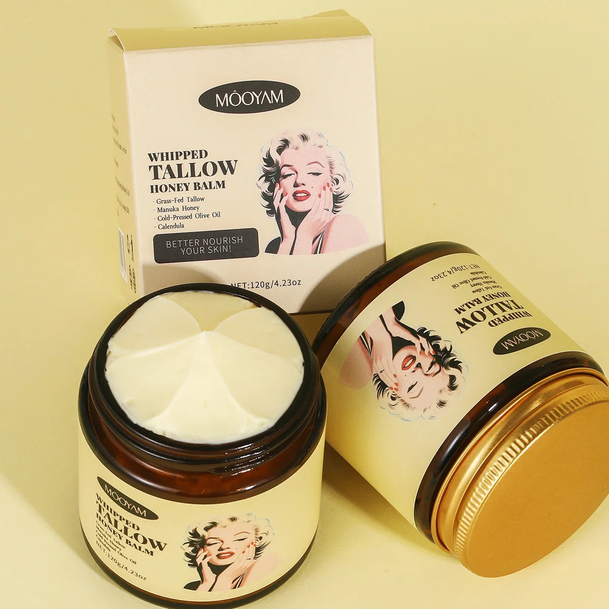 120g Whipped Beef Tallow And Honey Balm Beef Tallow Face Moisturizer Face & Body Skin Care Grass Fed Grass Finished Face Cream