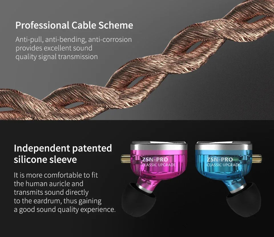 KZ ZSN Pro Hybrid In-Ear Monitors with Dynamic Bass by Tidesmit Tidesmit