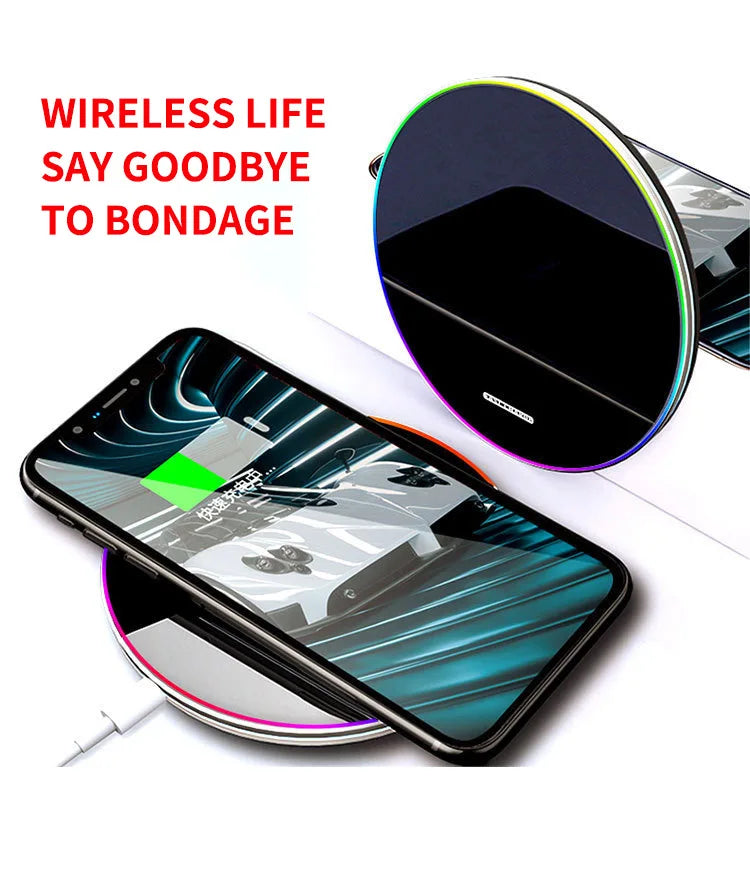 15W Wireless Charger Fast Charging for iPhone 15 14 13 X XR XS Max 8 for Samsung S10 S20 Note 10 20 Xiaomi Huawei Honor Phone