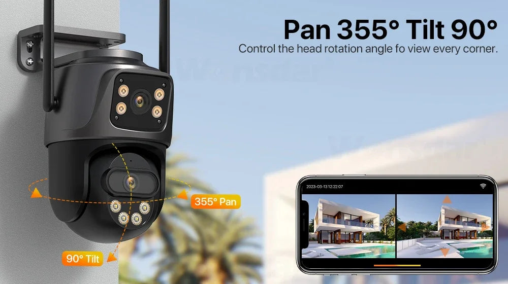 WONSDAR Outdoor 4G SIM Card IP Camera Dual Screen Outdoor  PTZ Camera Auto Tracking Security Video Surveillance ICSEE