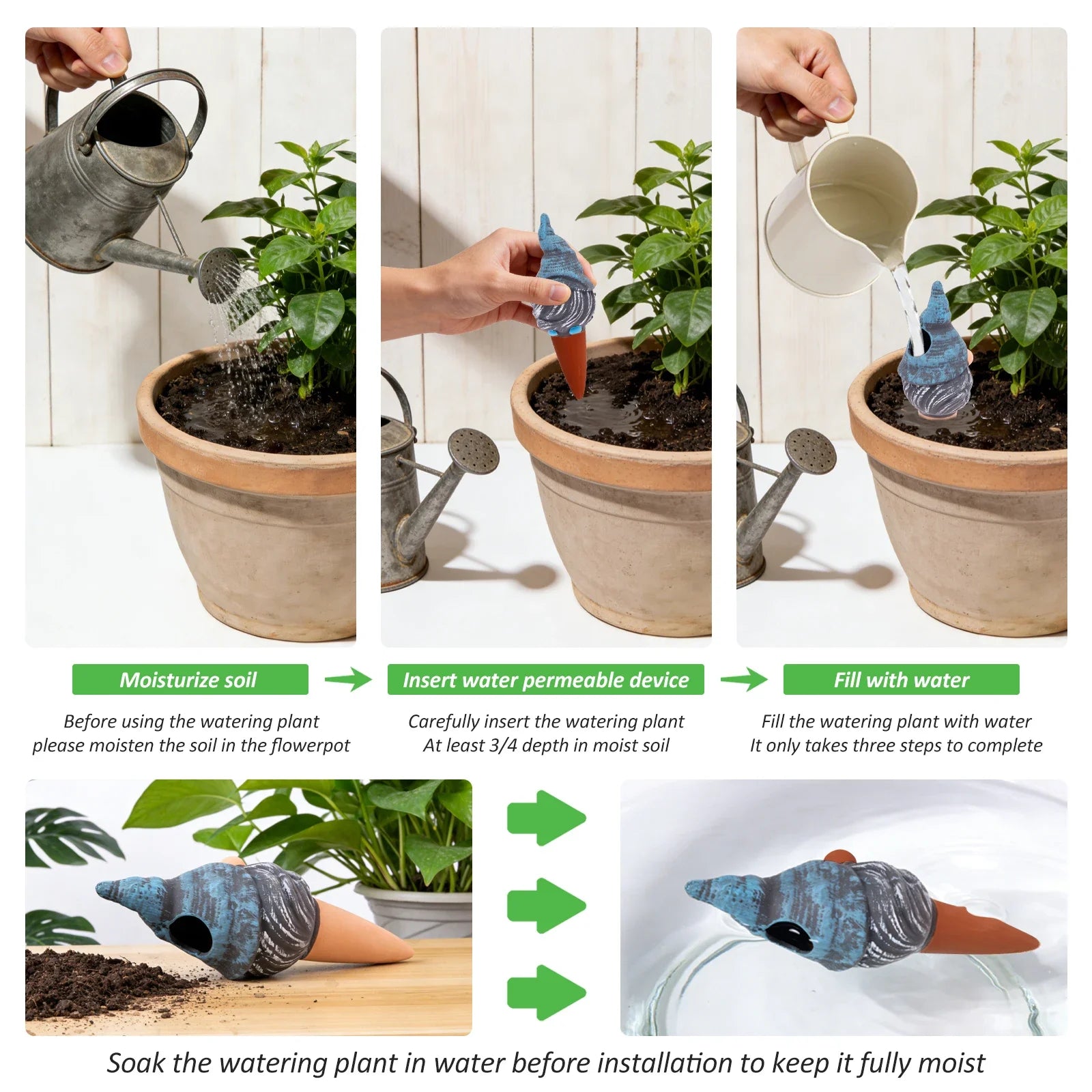 4Pcs Automatic Plant Watering Bulbs Terracotta Self Watering Globe Spike Garden Planter Insert Drip Irrigation System Indoor