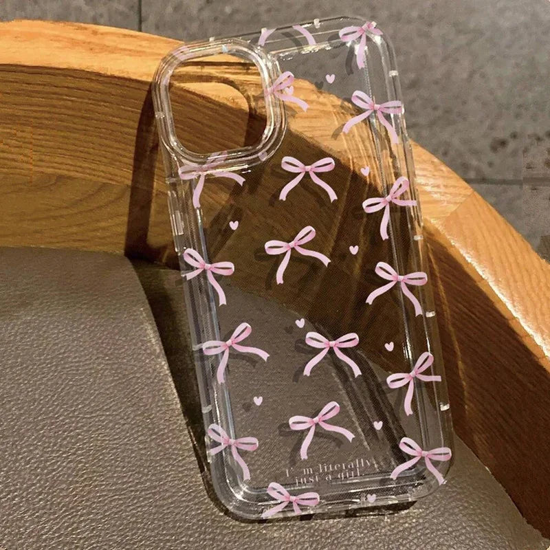 iPhone 16 Heart Bow Case: Shock-Absorbing Slim Protection Cover T7765 Tidesmit