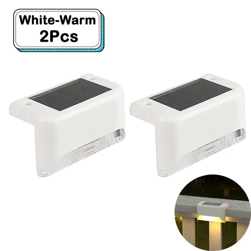 Outdoor Solar Step Lights Warm White LED Waterproof Stair Path Lighting for Garden Patio Fence Balcony Decoration Solar Power