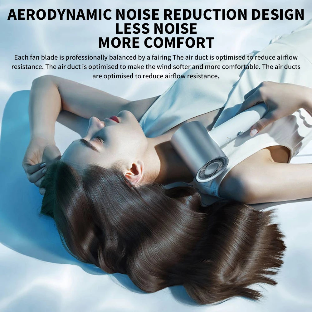 MIJIA H500 white and silver water ion hair dryer with quiet aerodynamic design for fast, professional hair styling.
