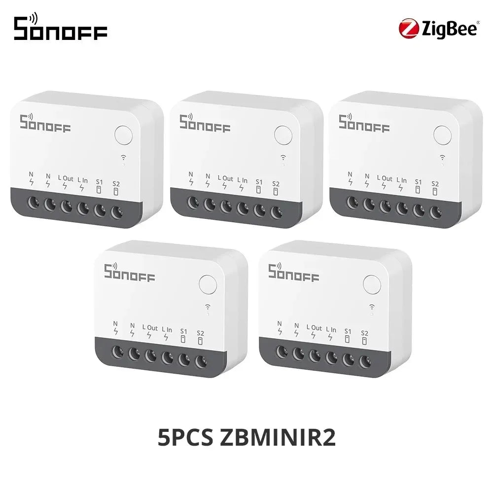Zigbee Smart Switch ZBMINIR2 - Compact 2-Way Smart Home Automation Module 5PCS ZBMINIR2 Tidesmit