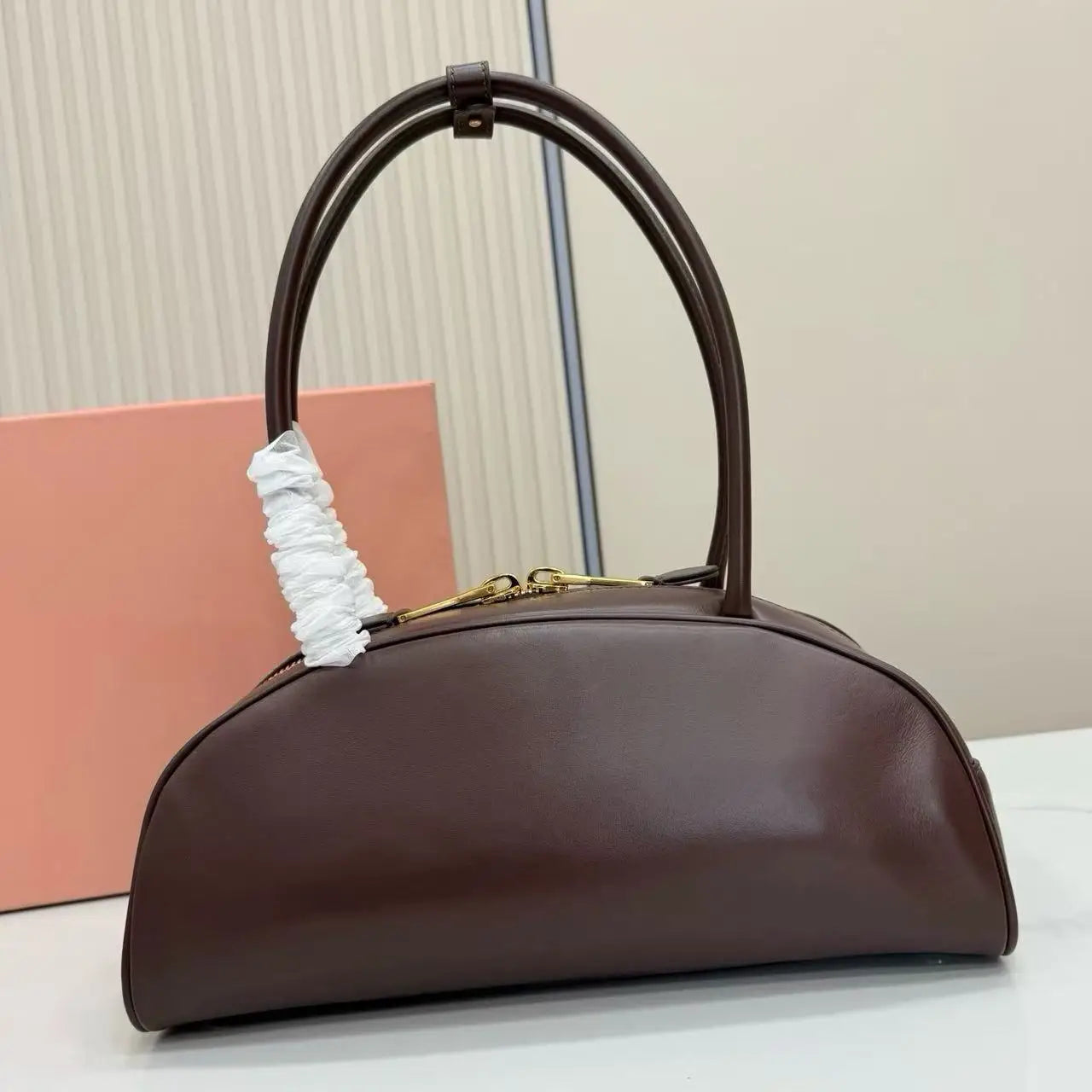 High end genuine leather women's handbag luxurious top cowhide armpit bag soft and soft large capacity shoulder bag bowling bag