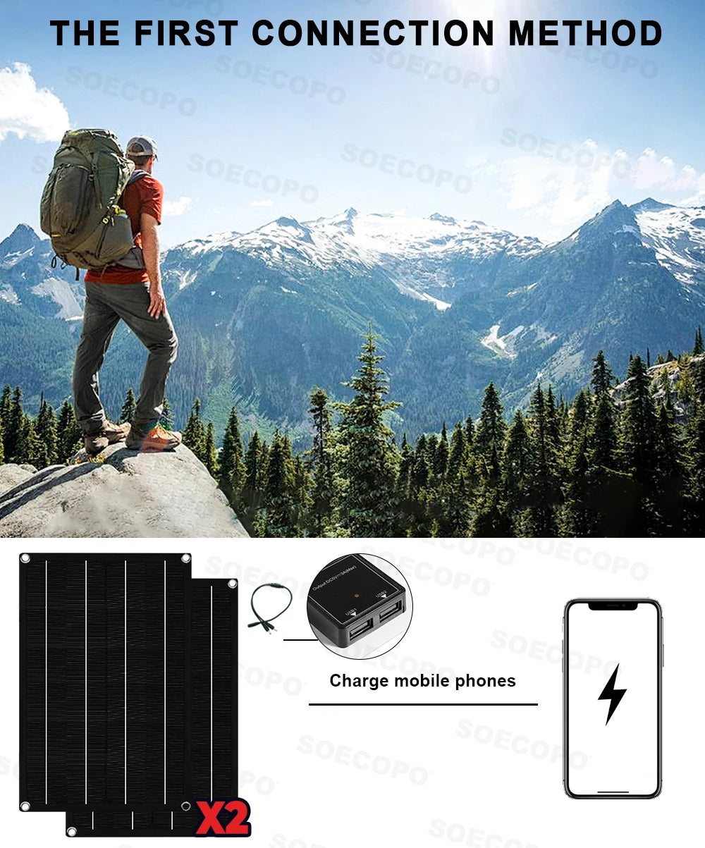 SOECOPO 10000W Solar Power Full Kit DC 12V - AC 110V 220V Inverter 100A Controller 2*600W Panels for Home System Camping