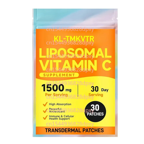 Vitamin C transdermal patch pouch showing 30 patches per 30 day label