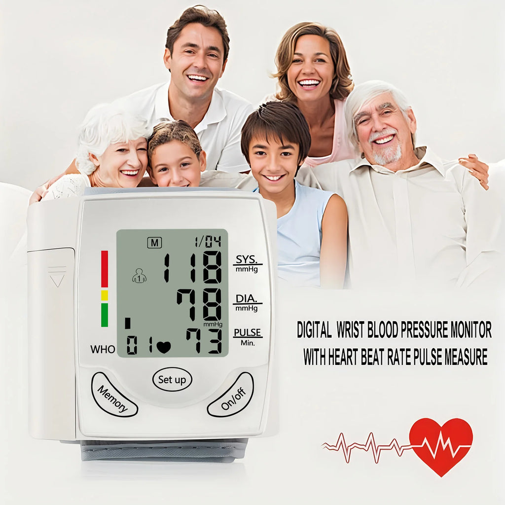 Wrist Blood Pressure Monitor PulseHeart Beat Rate Meter Device Medical Equipment Tonometer BP Mini Sphygmomanometer