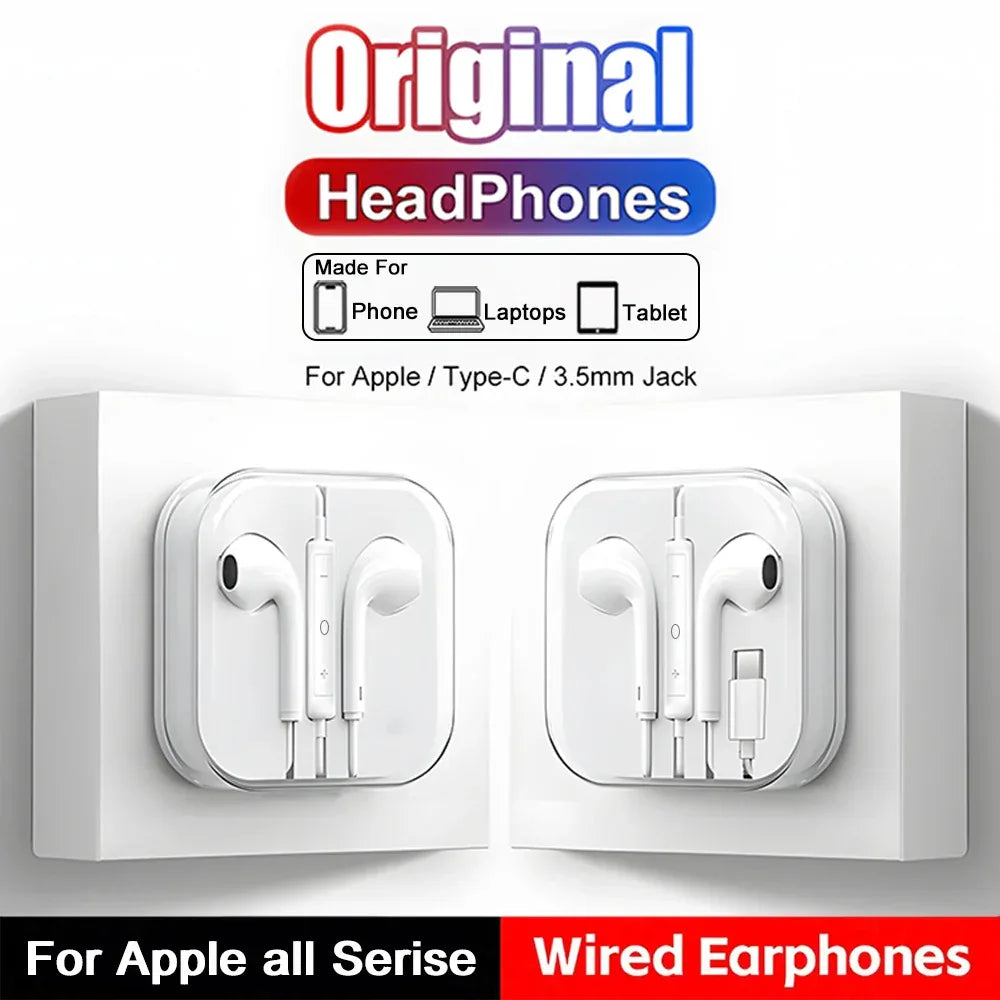 Original Earbuds For iPhone 17 Air 16 15 Pro Max Headphones Type C Wired Earphones For Apple iPhone 14 13 12 11 Pro Max Headset Tidesmit