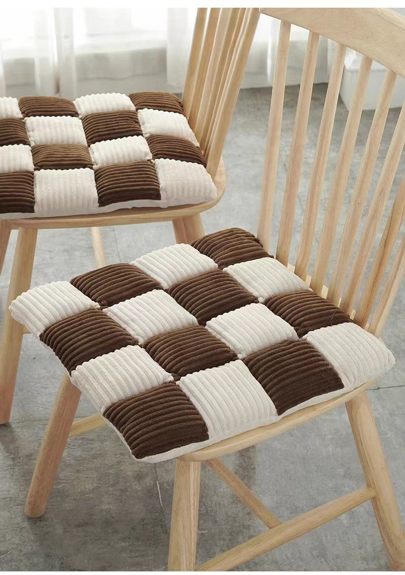 Corduroy Cushion Office Chair Cushion Plaid Thickened Student Dining Chair Cushion Bedroom Bay Window Tatami Sofa Floor Cushion