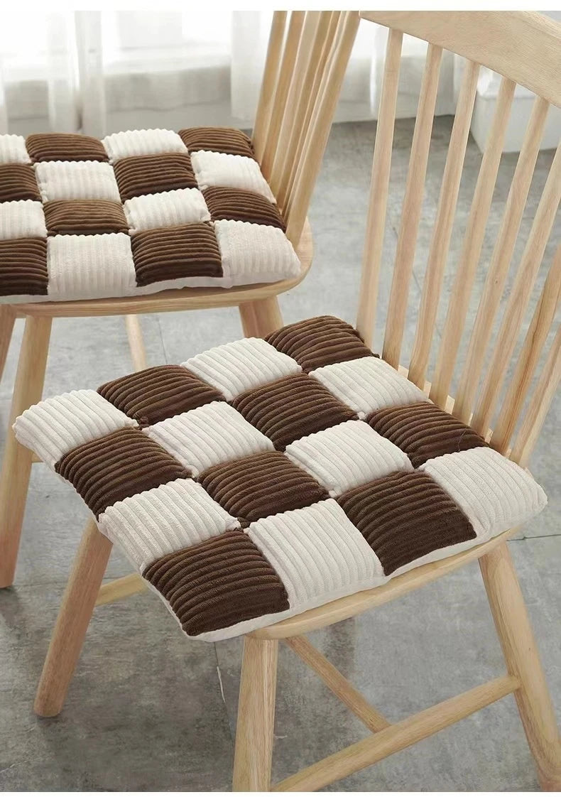 Corduroy Cushion Office Chair Cushion Plaid Thickened Student Dining Chair Cushion Bedroom Bay Window Tatami Sofa Floor Cushion