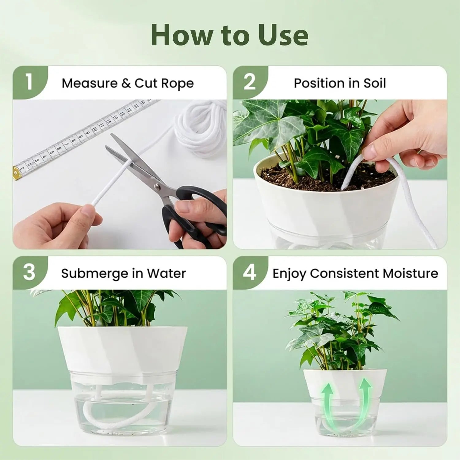 5-20M Self-Watering Wick Cord Vacation Planter Pot DIY Automatic Watering Device System Potted Auto Drip Waterer Cotton Rope