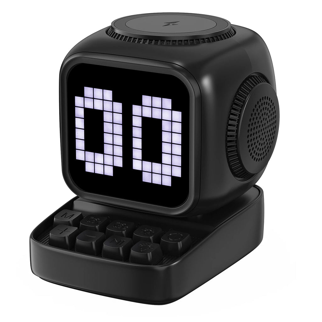 Portable Bluetooth Speaker with 15W Wireless Charger and LED Clock Tidesmit
