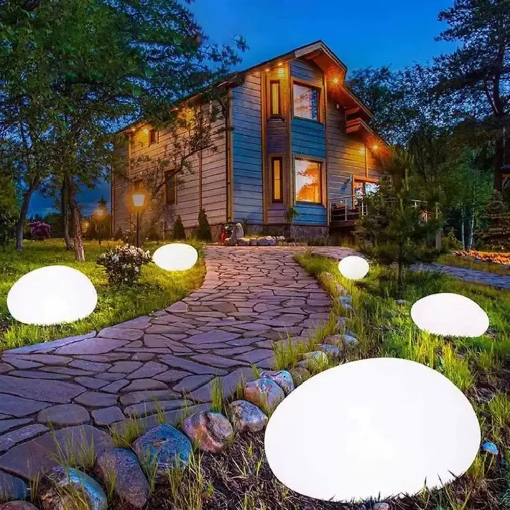 Solar Stone Light Frosted Glass Ground Lamp Outdoor Waterproof Lantern for Garden Green Light Lawn Courtyard Decorative Lamp