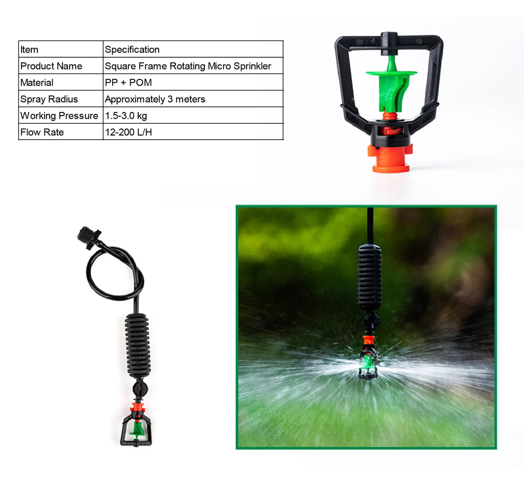 Inverted Micro Sprinkler Nozzle Set 360 Rotating Misting Spray Irrigation Sprayer Cooling Dust Garden Greenhouse