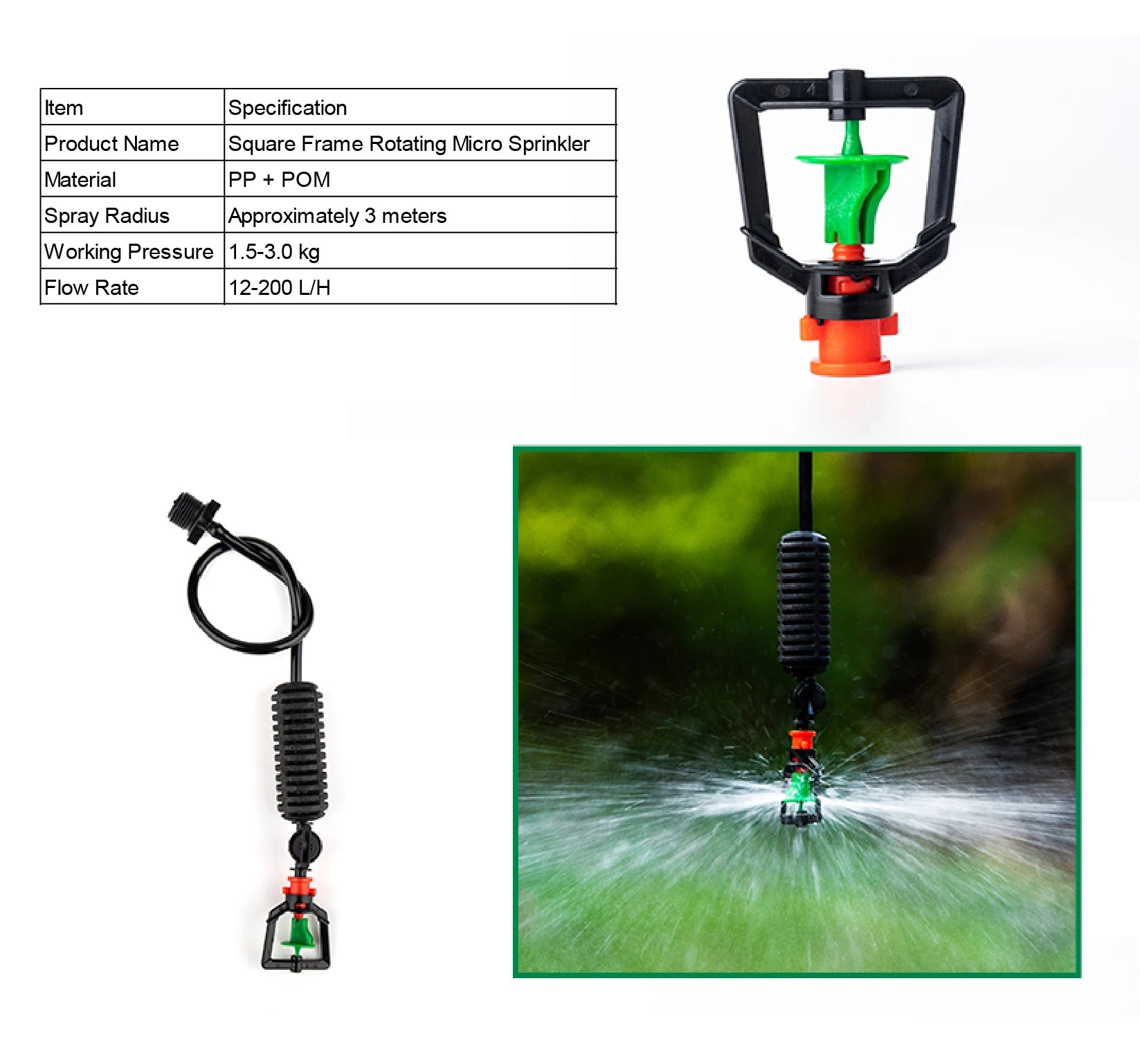 Inverted Micro Sprinkler Nozzle Set 360 Rotating Misting Spray Irrigation Sprayer Cooling Dust Garden Greenhouse