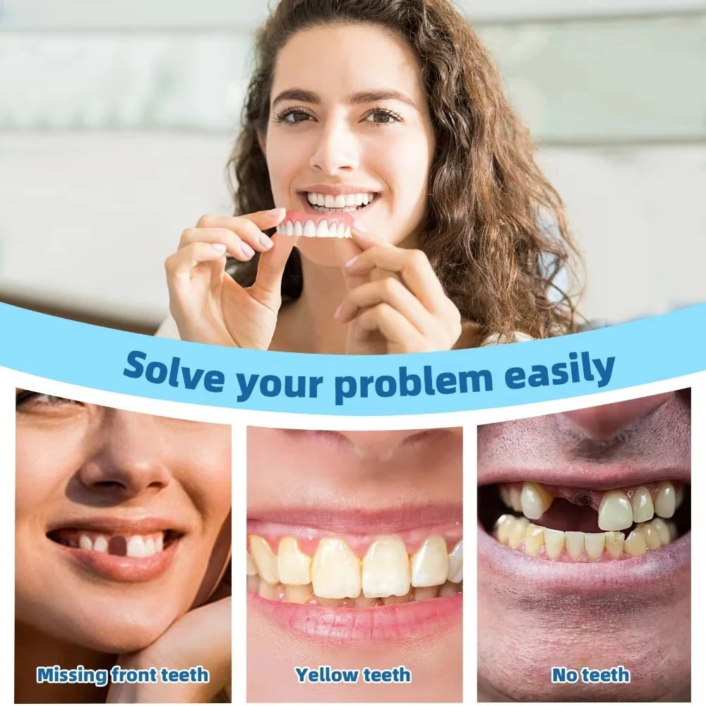 Complete Set of High-end Silicone Dentures with Perfect Fit and Adjustable Dentures Confident Smile and Oral Care Reusable Teeth