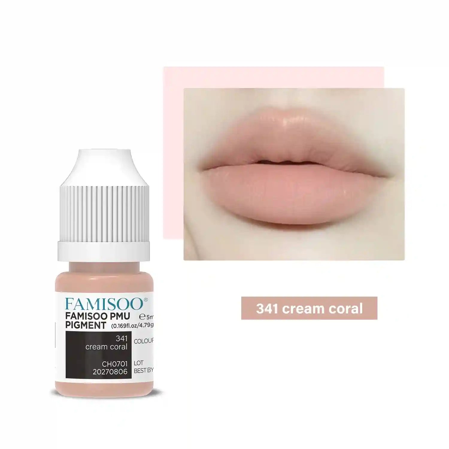 Permanent Makeup Pigment 5ml | Professional PMU Lip & Brow Ink Permanent Makeup Machines 341 Cream coral China Mainland Tidesmit