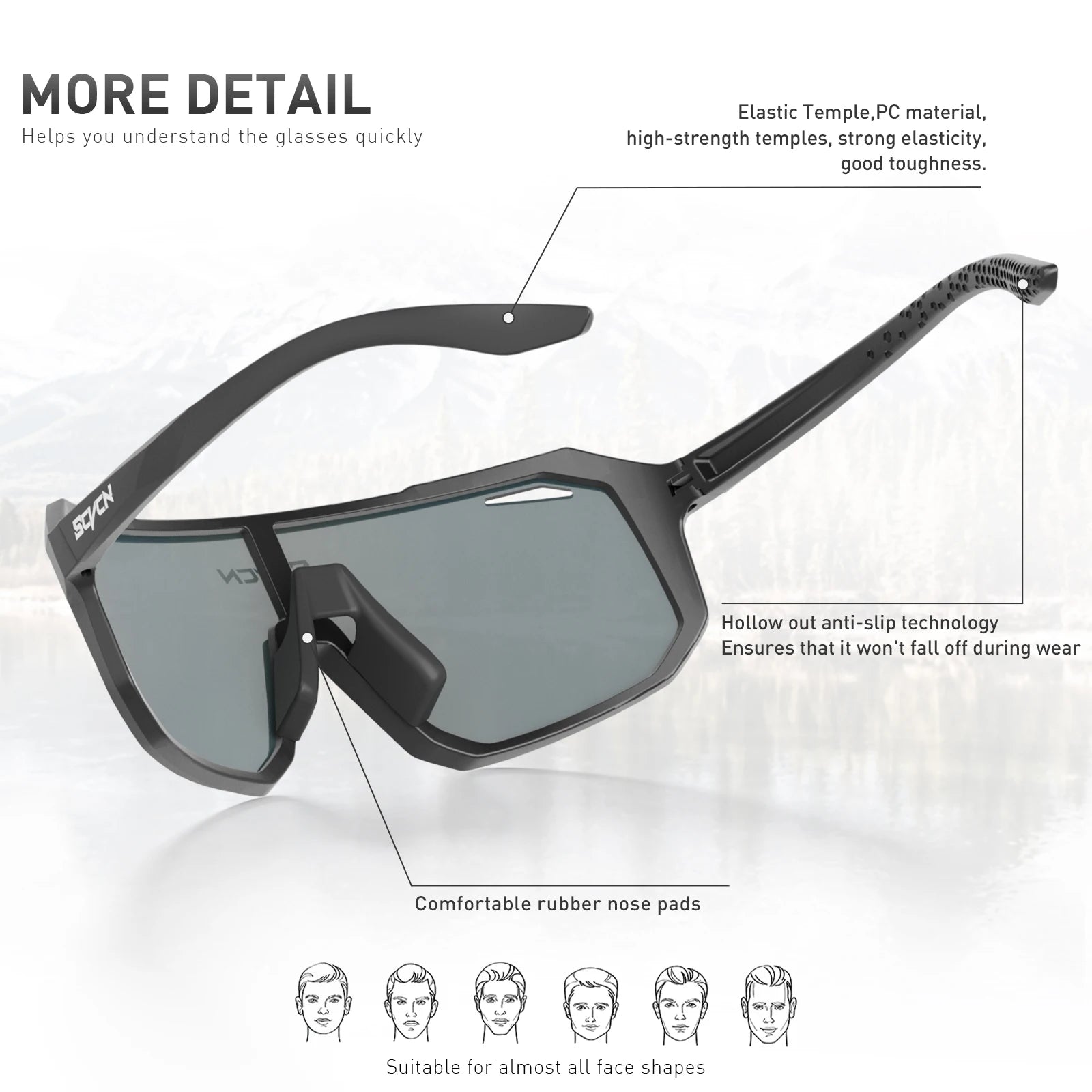 SCVCN MTB UV400 Goggles Bicycle Riding Sunglasses Fashion Sunglasses Street Outdoor Cycling Glasses Sports Bike for Men Eyewear