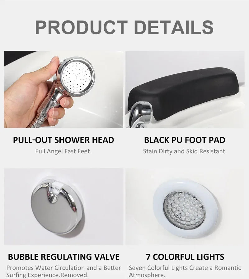 Electric Pedicure Basin with Massage Jets - 220V/110V Pro Model Massage Chairs Tidesmit