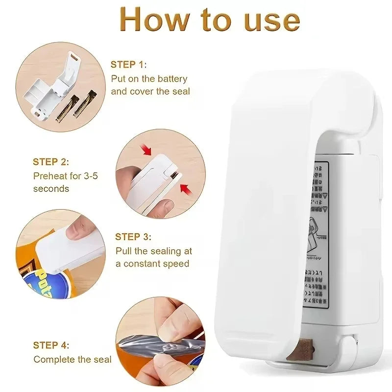 Vacuum Sealer Mini Snacks Sealing Household Heat Plastic Sealing Machine Handheld Food Preservation Portable Kitchen Gadget Safe