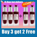 Five bottles of Cosros 12% exfoliating peeling solution in deep red glass with unique pump-top caps.