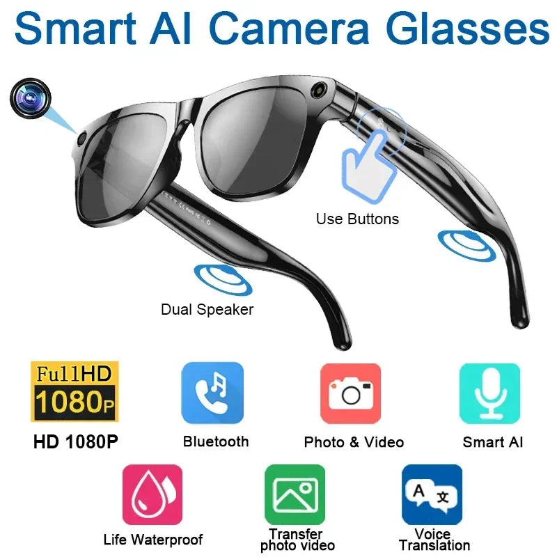 Tidesmit Smart Glasses with 8K Camera & Spatial Audio - Mixed Reality Series Black Tidesmit