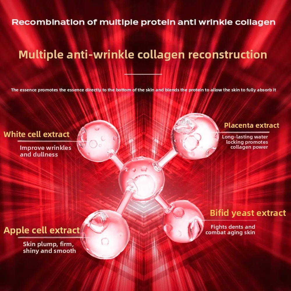 Double Serum Filler with collagen, placenta, and apple cell extract to moisturize, firm, and reduce wrinkles.