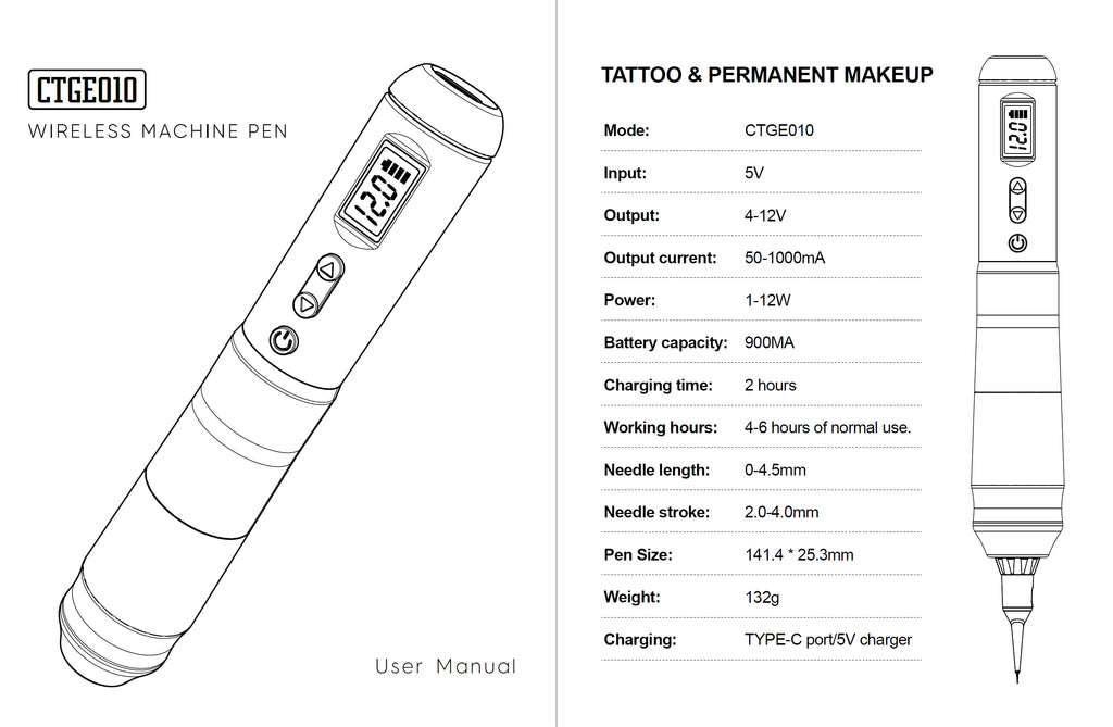 Wireless PMU Tattoo Pen for Eyebrows and Lips - Professional Device Permanent Makeup Machines Tidesmit