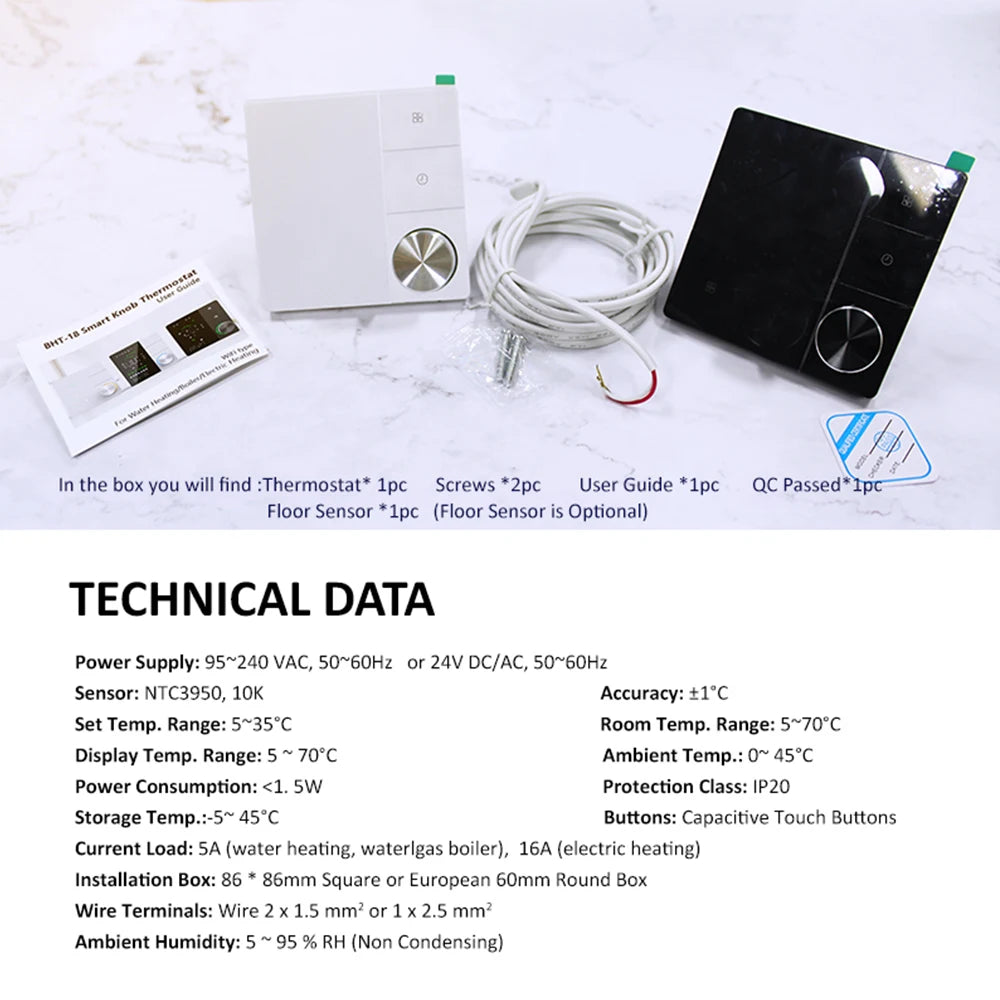 16A WIFI Matter Thermostat Smart Home Electric Warm Floor Heating Temperature Controller Support Google Assistant Alexa